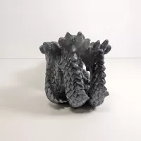 Three Headed Dragon Figurine Incense Burner Holder: Back - Click to enlarge