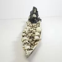 Grim Reaper in Boat of Skulls Incense Burner Holder: Front - Click to enlarge
