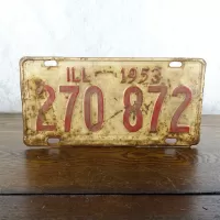 1953 Illinois Automobile License Plate 270872: Front - Click to enlarge