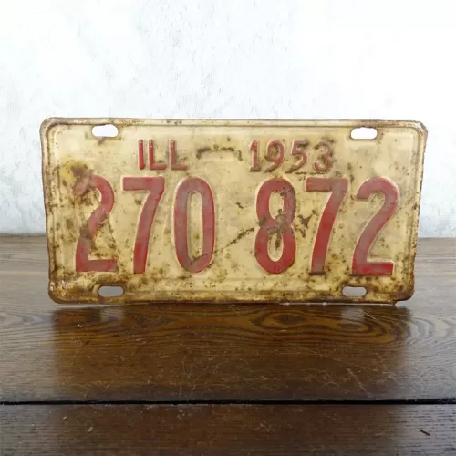 1953 Illinois Automobile License Plate 270872: Front