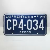 1973 Kentucky state commercial license plate CP4-034: Front