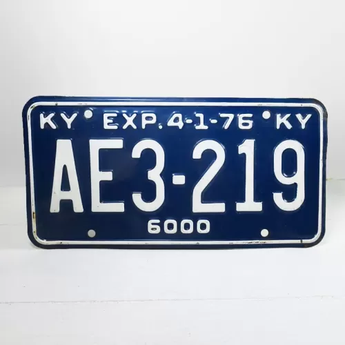 1976 Kentucky Commercial State License Plate AE3-219: Front