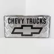 Chevy Trucks Novelty License Plate Sign Silver Black: Front