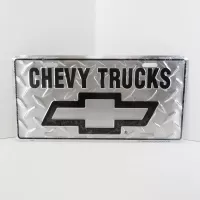 Chevy Trucks Novelty License Plate Sign Silver Black: Front - Click to enlarge