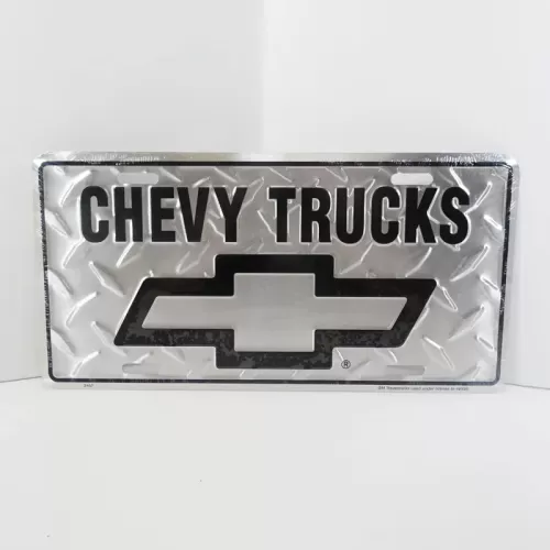 Chevy Trucks Novelty License Plate Sign Silver Black: Front