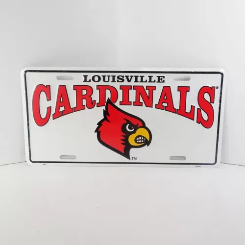 Louisville Cardinals U of L License Plate Sign on White: Front