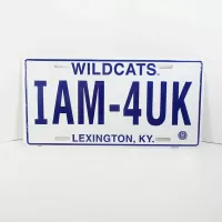IAM-4UK University of Kentucky Novelty License Plate: Front - Click to enlarge