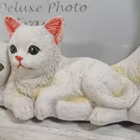 White cat and kittens fine detail polyresin photo frame. Holds one 6x4 picture: Second Kitten - Click to enlarge