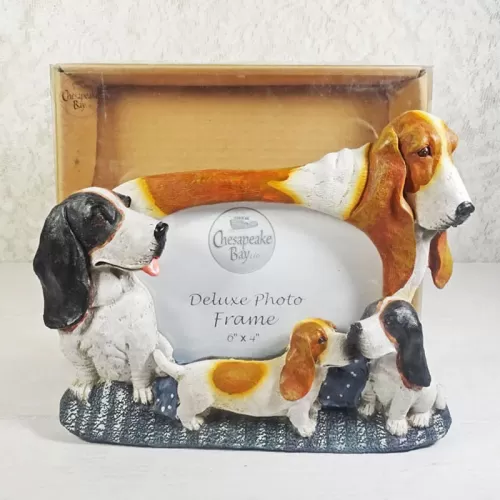 Basset Hound Dogs Photo Frame Holds One 6x4 Picture: With Box