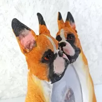 Boxer dogs and puppy polyresin figurine photo frame holds one 4x6 picture: Adults Right - Click to enlarge