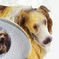 Collie dogs and puppy polyresin figurine photo frame holds one 6x4 picture: Adult on Left - Click to enlarge
