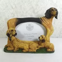 Dachshund dog and puppies polyresin figurine photo frame holds one 6x4 picture: Front - Click to enlarge