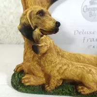 Dachshund dog and puppies polyresin figurine photo frame holds one 6x4 picture: Mom and Puppy - Click to enlarge