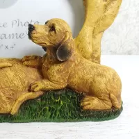 Dachshund dog and puppies polyresin figurine photo frame holds one 6x4 picture: Second Puppy - Click to enlarge