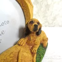 Dachshund dog and puppies polyresin figurine photo frame holds one 6x4 picture: Second Puppy Face - Click to enlarge