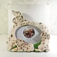 Dalmatian dogs and puppies polyresin figurine photo frame holds one 6x4 picture: With Box