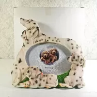 Dalmatian dogs and puppies polyresin figurine photo frame holds one 6x4 picture: With Box - Click to enlarge