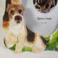 Fox Terrier dogs and puppy polyresin figurine photo frame holds one 4x6 picture: Puppy - Click to enlarge