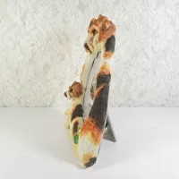Fox Terrier dogs and puppy polyresin figurine photo frame holds one 4x6 picture: Left - Click to enlarge