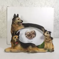 German Shepherd dog and puppies polyresin figurine photo frame holds one 6x4 picture: With Box - Click to enlarge