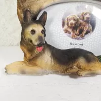 German Shepherd dog and puppies polyresin figurine photo frame holds one 6x4 picture: Laying Puppy - Click to enlarge