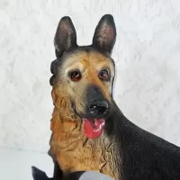 German Shepherd dog and puppies polyresin figurine photo frame holds one 6x4 picture: Adult Face - Click to enlarge