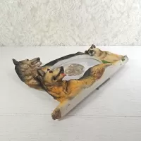 German Shepherd dog and puppies polyresin figurine photo frame holds one 6x4 picture: Flat - Click to enlarge