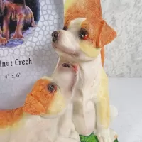 Jack Russell dogs and puppies polyresin figurine photo frame holds one 4x6 picture: Puppies - Click to enlarge