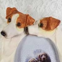 Jack Russell dogs and puppies polyresin figurine photo frame holds one 4x6 picture: Adults - Click to enlarge