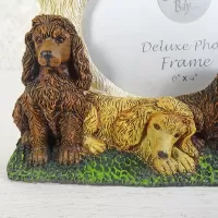 Poodle dog and puppies polyresin figurine photo frame holds one 6x4 picture: Puppies Right - Click to enlarge