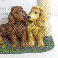 Poodle dog and puppies polyresin figurine photo frame holds one 6x4 picture: Puppies Left - Click to enlarge