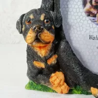 Rottweiler dogs and puppy polyresin figurine photo frame holds one 4x6 picture: Puppy - Click to enlarge