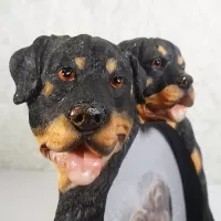 Rottweiler dogs and puppy polyresin figurine photo frame holds one 4x6 picture: Adults Faces - Click to enlarge