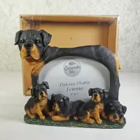 Rottweiler dog and puppies polyresin figurine photo frame holds one 6x4 picture: With Box - Click to enlarge