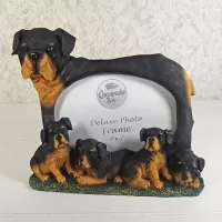 Rottweiler dog and puppies polyresin figurine photo frame holds one 6x4 picture: Front - Click to enlarge