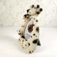 Dalmatian dog and puppies polyresin figurine photo frame holds one 2x3 picture: Left - Click to enlarge