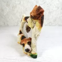 Fox Terrier dog and puppy polyresin figurine photo frame holds one 3x2 picture: Left - Click to enlarge