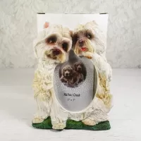 West Highland White Terrier or Westie dogs polyresin figurine photo frame holds one 2x3 picture: With Box - Click to enlarge