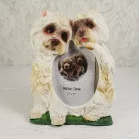 West Highland White Terrier or Westie dogs polyresin figurine photo frame holds one 2x3 picture: Front - Click to enlarge