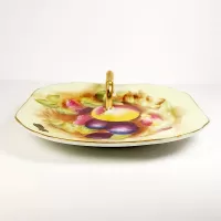 Decorative Plate with Finger Handle and Fruit Design: Front - Click to enlarge
