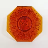 George Washington Vintage Octagon Amber Glass Plate: Top