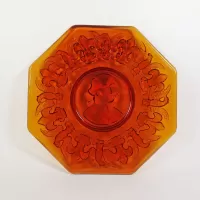 George Washington Vintage Octagon Amber Glass Plate: Top - Click to enlarge