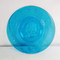 George Washington Vintage Blue Glass Wheaton Plate: Top - Click to enlarge