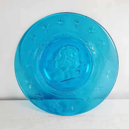 George Washington Vintage Blue Glass Wheaton Plate: Top