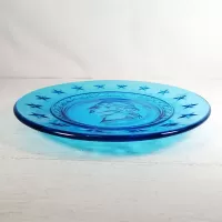 George Washington Vintage Blue Glass Wheaton Plate: Top Side - Click to enlarge