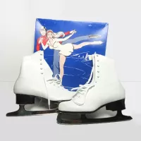 Vintage Women Size 9 Shoe Ice Skates Lake Placid Flyer: With Box - Click to enlarge