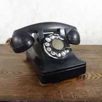 1940s Vintage Bell Western Electric F1 Black Rotary Phone: Cord Ends - Click to enlarge