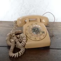 1978 Stromberg Carlson Beige Rotary Dial Desk Phone: Front - Click to enlarge