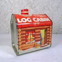 1987 Log Cabin Syrup 100th Anniversary Vintage Metal Tin: Rightish - Click to enlarge