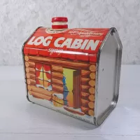 1987 Log Cabin Syrup 100th Anniversary Vintage Metal Tin: Leftish - Click to enlarge